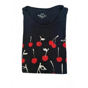 J.Crew Very Cherry Collector Tee Navy Blue Red Graphic T-Shirt S